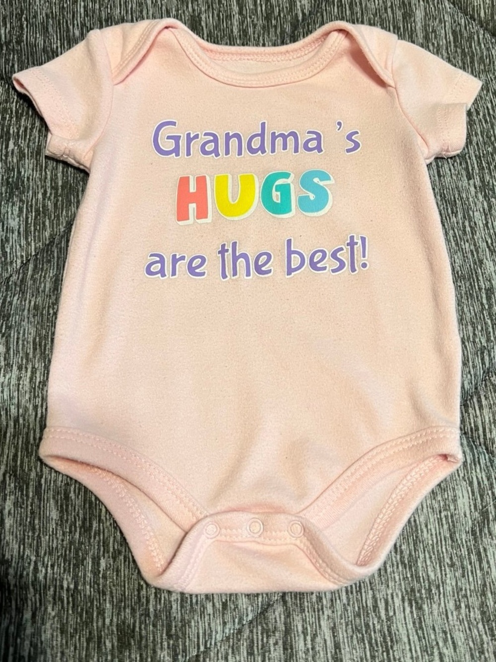 Carter's Pink Short-Sleeve Bodysuit with Multicolor 'HUGS' Graphic